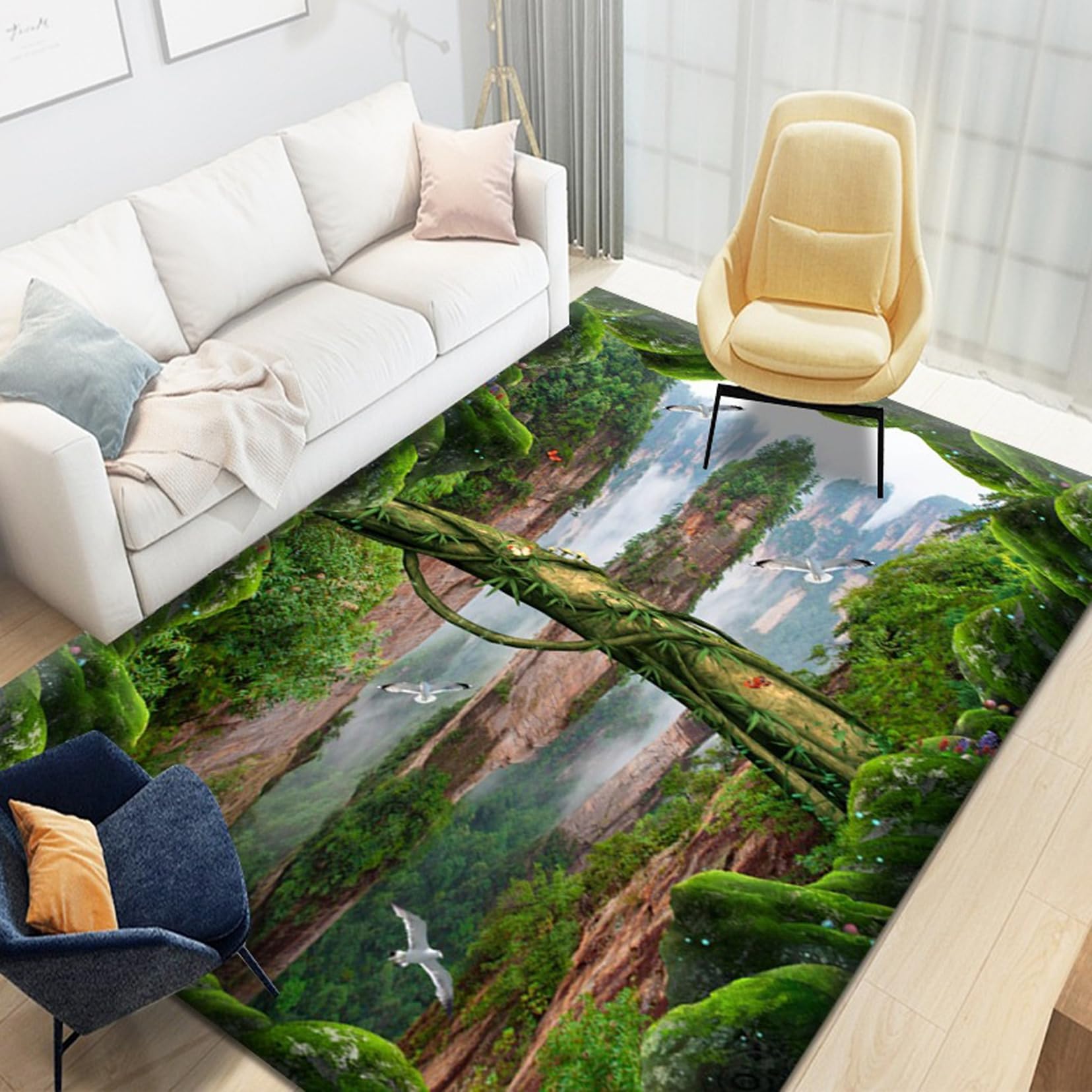[Ｆａｉｃｈｏｏｓｅｏｕｓｅ]3D成り行き 引っ敷き 景観柄 引っ敷き 気どらずに見晴らし センターラグ 今めかしい 西海岸 草木柄 屋内 オール時期 床材 臥し所書屋 リッピング 上滑り打ちきり 泥落とし