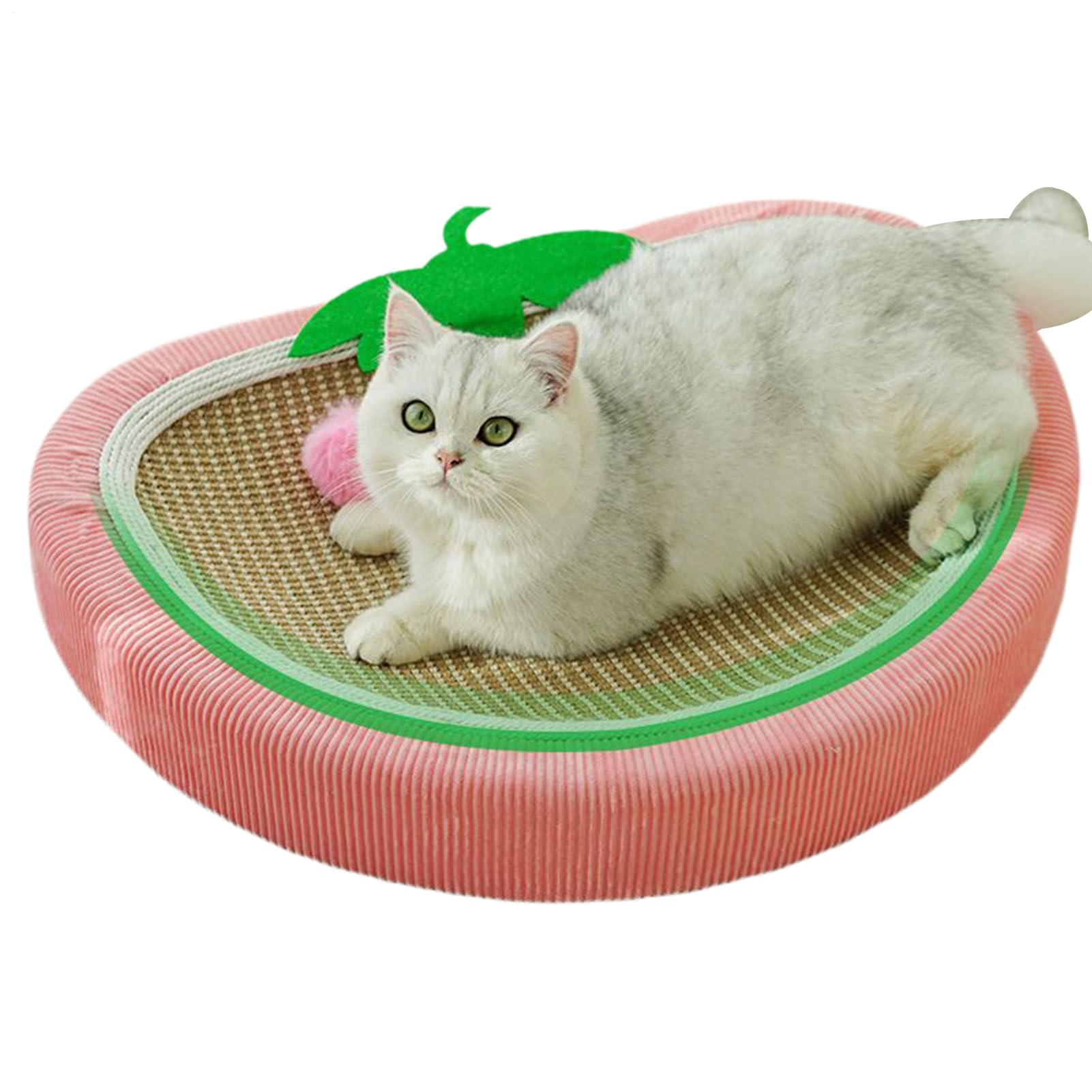 猫用引っ掻き臥榻 - 苺型キャットスクラッチャーラウンジャー | ネスト スリーピングパッド 愛玩動物備品 小型犬用 - 室内用 床 壁 腰かけ 寝椅子 引っ敷き 保護すること