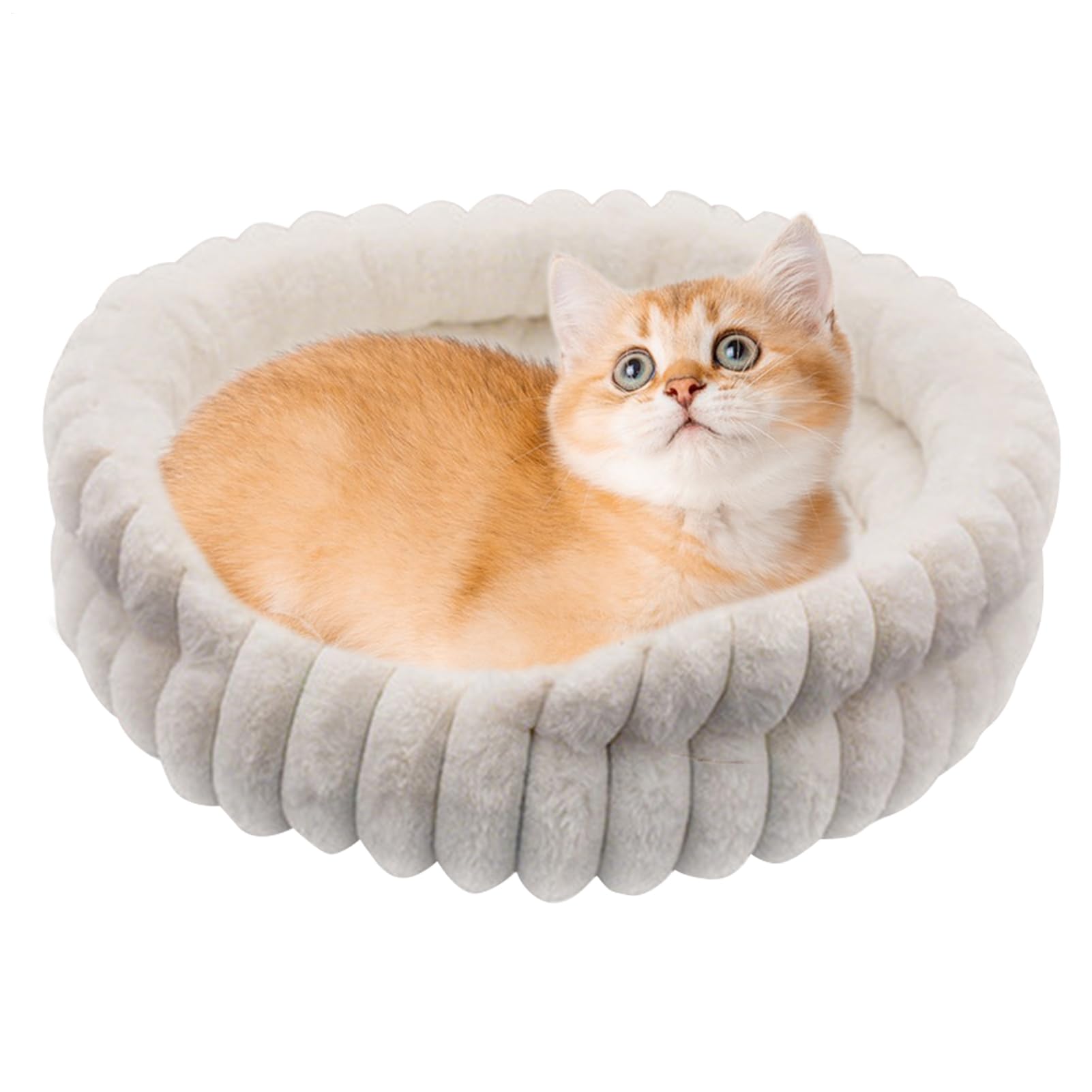 猫の寝台 - 洗える 愛玩動物寝台,ドーナツ型 丸い・円い 愛玩動物用 御休み装置 冬用 室外用 旅する用 寒天気模様用 伸び伸びする用