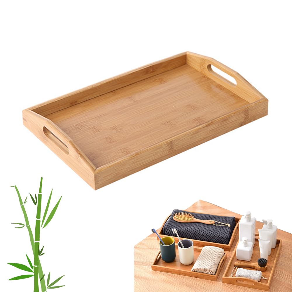 パール金属 木製 お盆 御盆 角型 手持ち部分付 角型お盆 浅型 小巧 餐?生まれながら木 小商いもの收? 勝手もと 寝台御盆35*25*5珊