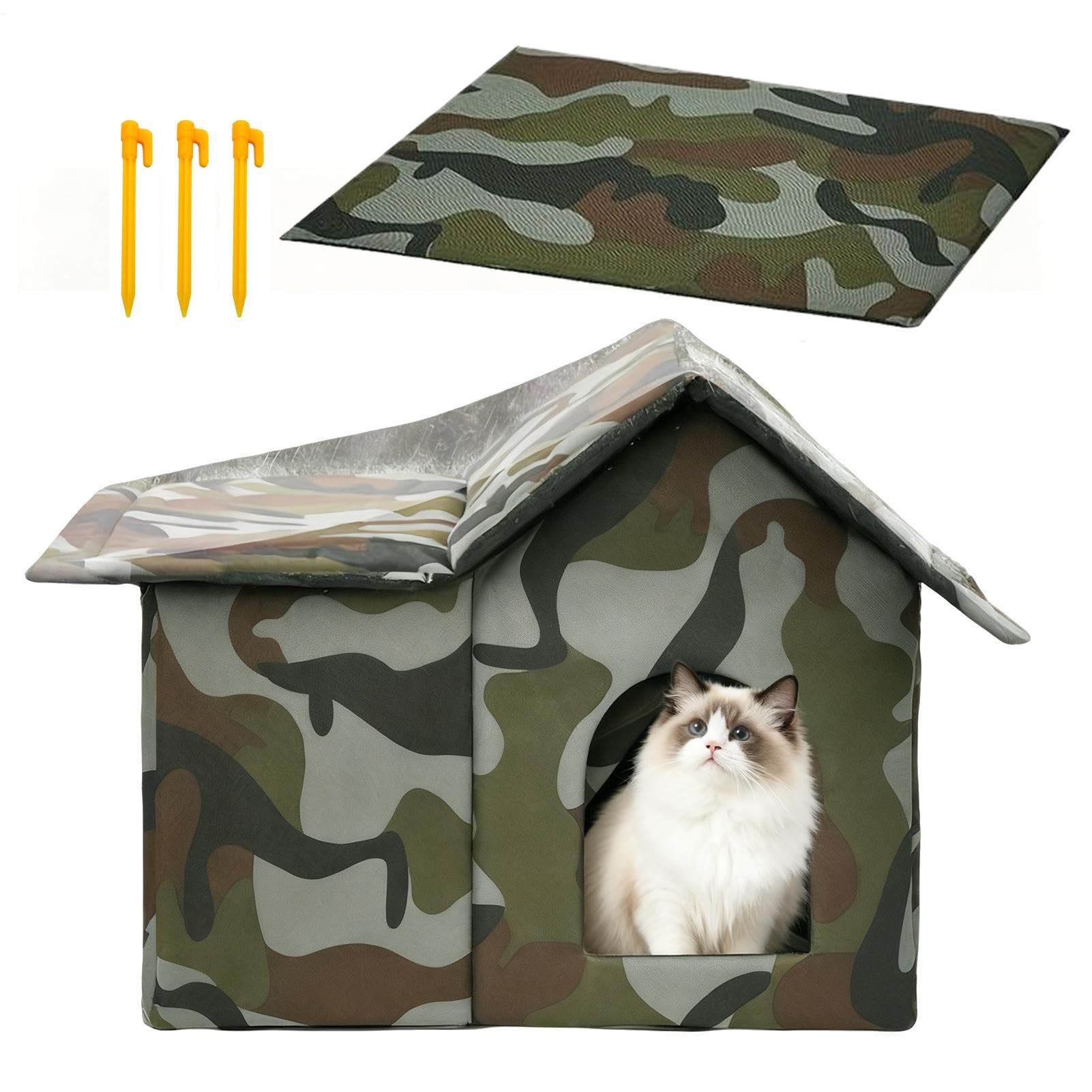 OneV FT 断熱 室外 猫 棲み家 - 猫用断熱保護施設 座布団付き添い人 - 大型冬用愛玩動物保護施設,中庭 難民キャンプ 縁側 アパルトマン 旅する うしろ側荷拵え 室外 苑地用