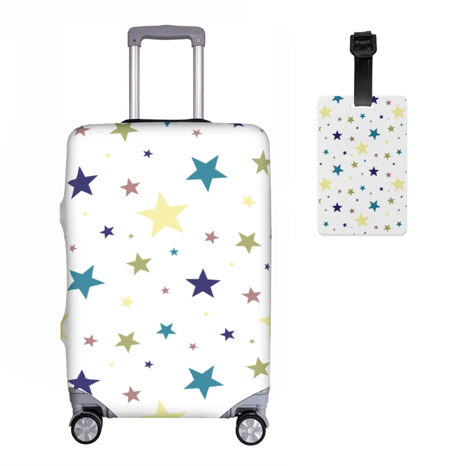 スーツケースカバー 星柄21 キャリーカバー トランクカバー ネームタグ付き 荷物タグ ラゲッジカバー お荷物カバー ラベルダストカバー 防塵カバー 伸縮素材 洗濯可 傷防止 出張用 旅行 軽量 S｜グロースショップ