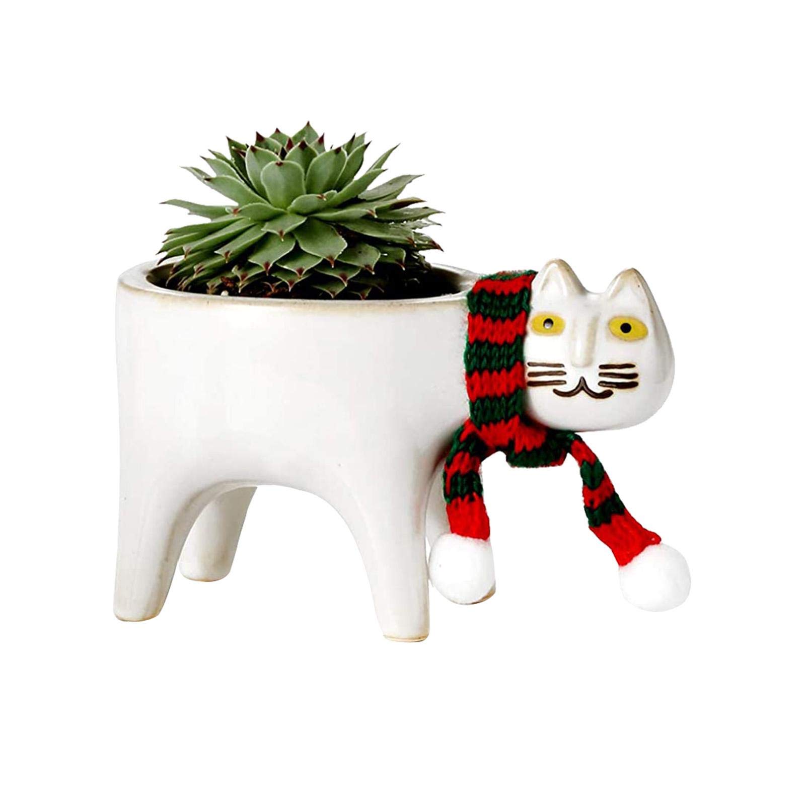 shopparadise 猫プランター 陶芸 水抜き穴 鉢 瀬戸もの鉢 カクタス鉢 プランター 多肉植物 ポット ポンチ絵猫 新年 差し上げ物