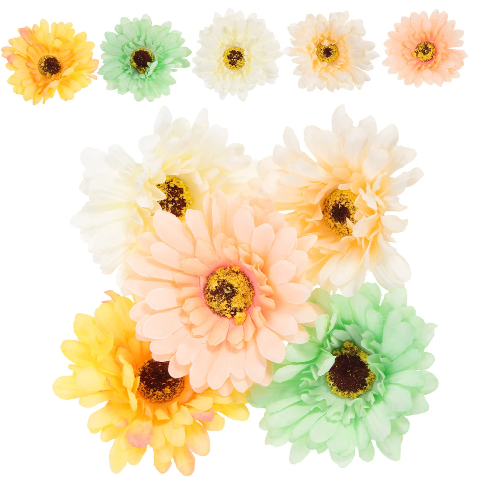 10個 秋のガーベラの花 マリーゴールド 人工 人工的な 植物 工芸品用の小さな花の頭 造花ヘッド 装飾的な小道具 DIYの花の装飾 本物のような頭花 鮮やかな頭花 シルクフラワー f｜グロースショップ