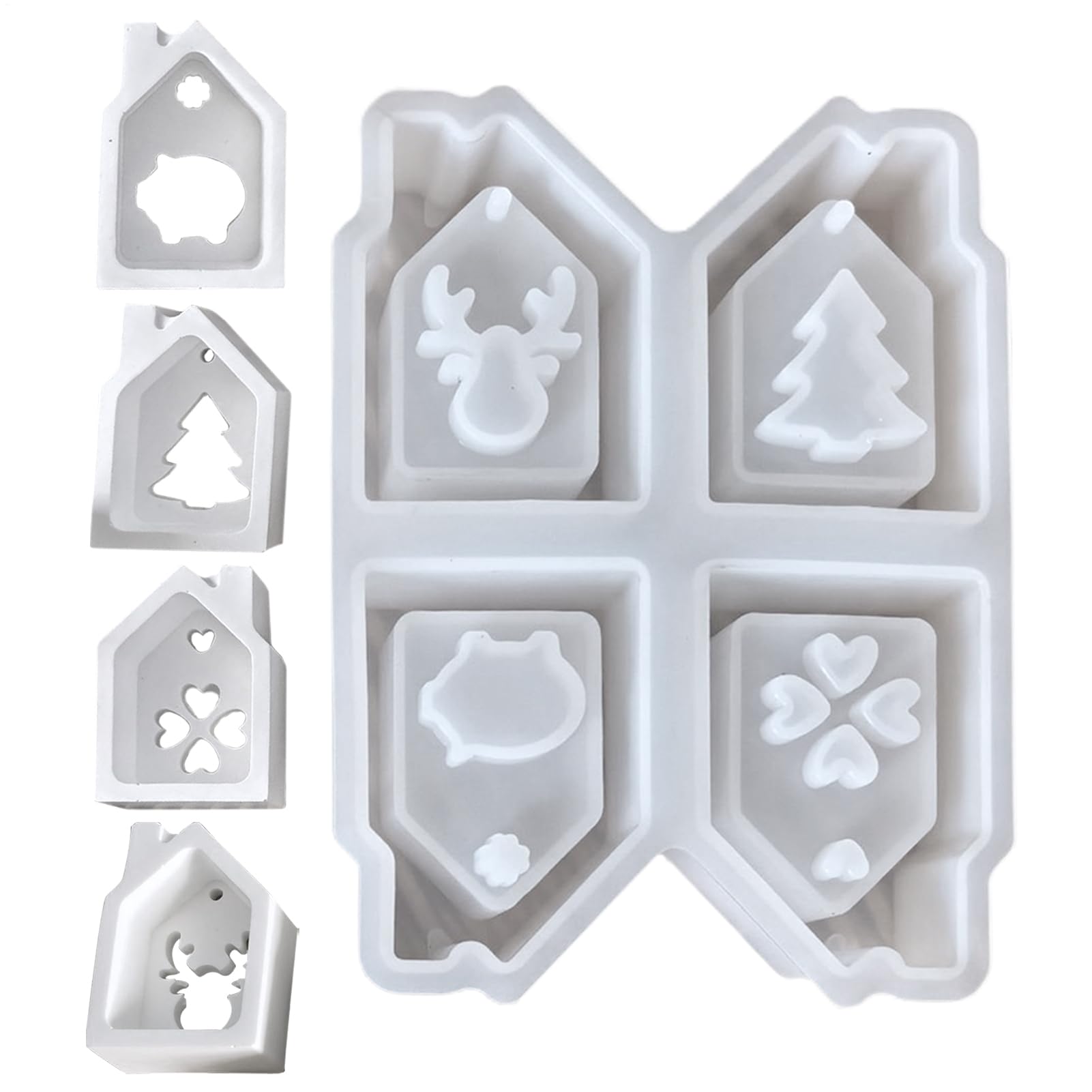 3Dシリコンハウスモールド ? 12x8.8x2.5糎 耐久性のあるクリスマスキャスティングモールド、耐熱性軟らかい脂埴型、飾り気の無いリリースクラフトツール|ジュエリーメーカーアートティーチャークリエイティブホビーホリデークラフト