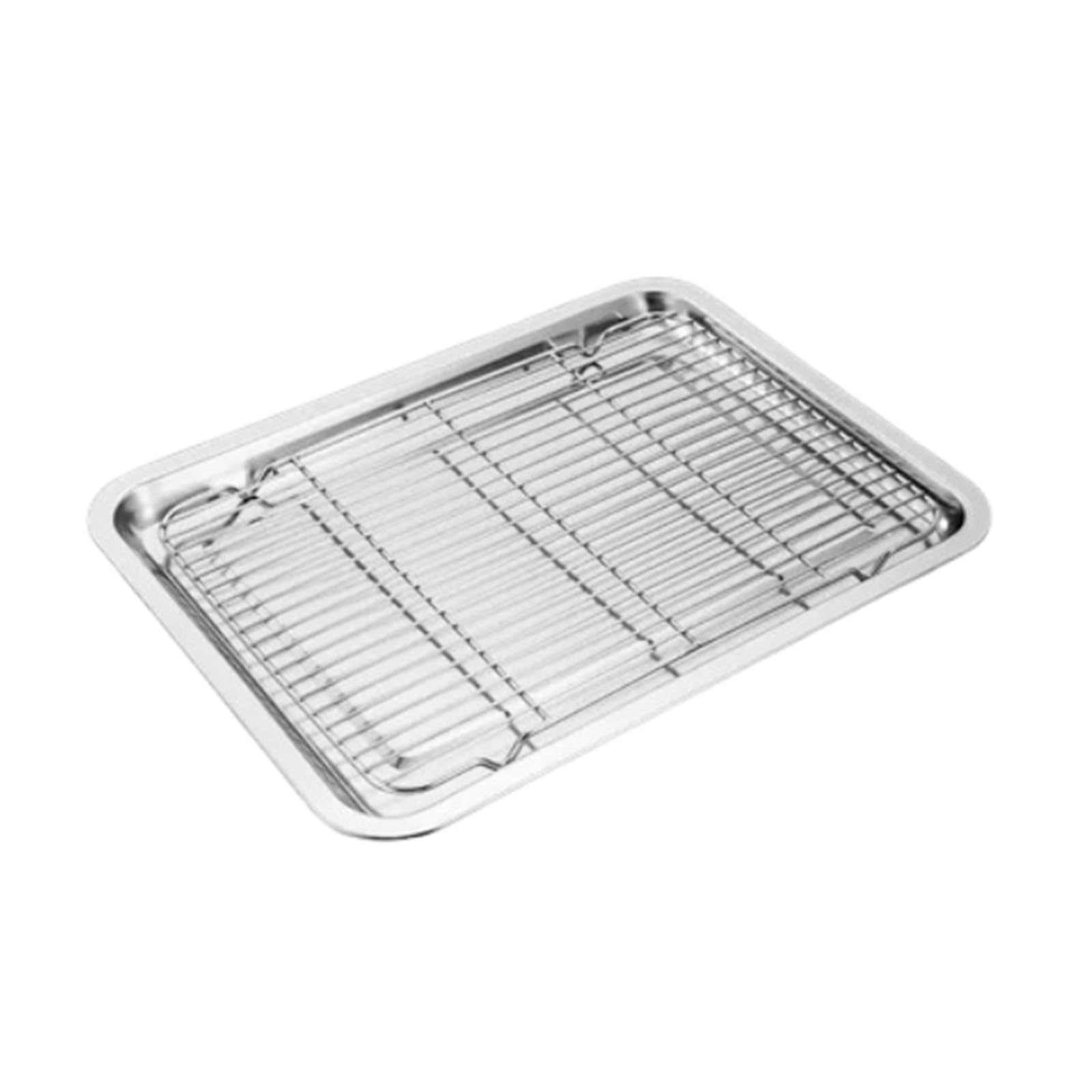 2点セット トレー 揚げ物 ステンレストレイ 天ぷら 料理 トレイ 油切り 水切り BBQ 角バット網 多機能バーベキュープレート 網 アミ付 浅型バット お手入れ簡単で 業務用 家庭用 油きり 油揚げ 揚げ物用 調理用 (40*30CM,高さ4.8 CM) [並行輸入品]｜グロースショップ