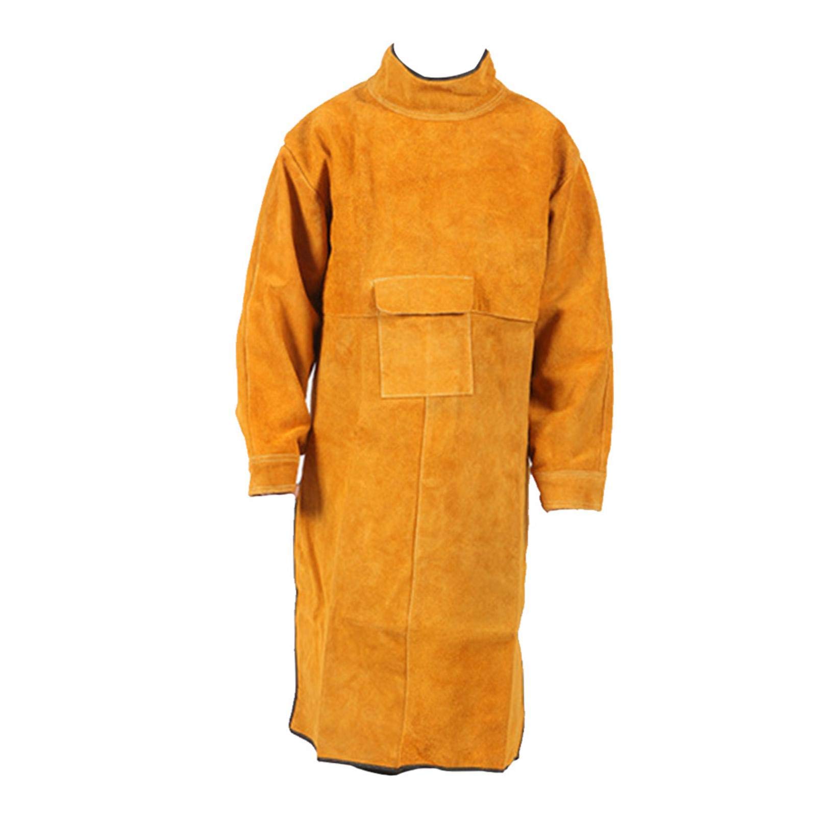[Rebornsun] 溶接服 やり方前垂れ 溶接上衣 牛皮製 やり方用 耐摩耗 耐久性 保護すること力 溶接防御すること服 やり方服 縁切り 防御すること具 前垂れ 耐熱 防炎 断熱 難燃 男女兼用 防炎 焦げ目押しとどめる 細工物前垂れ 衣嚢付き添い人