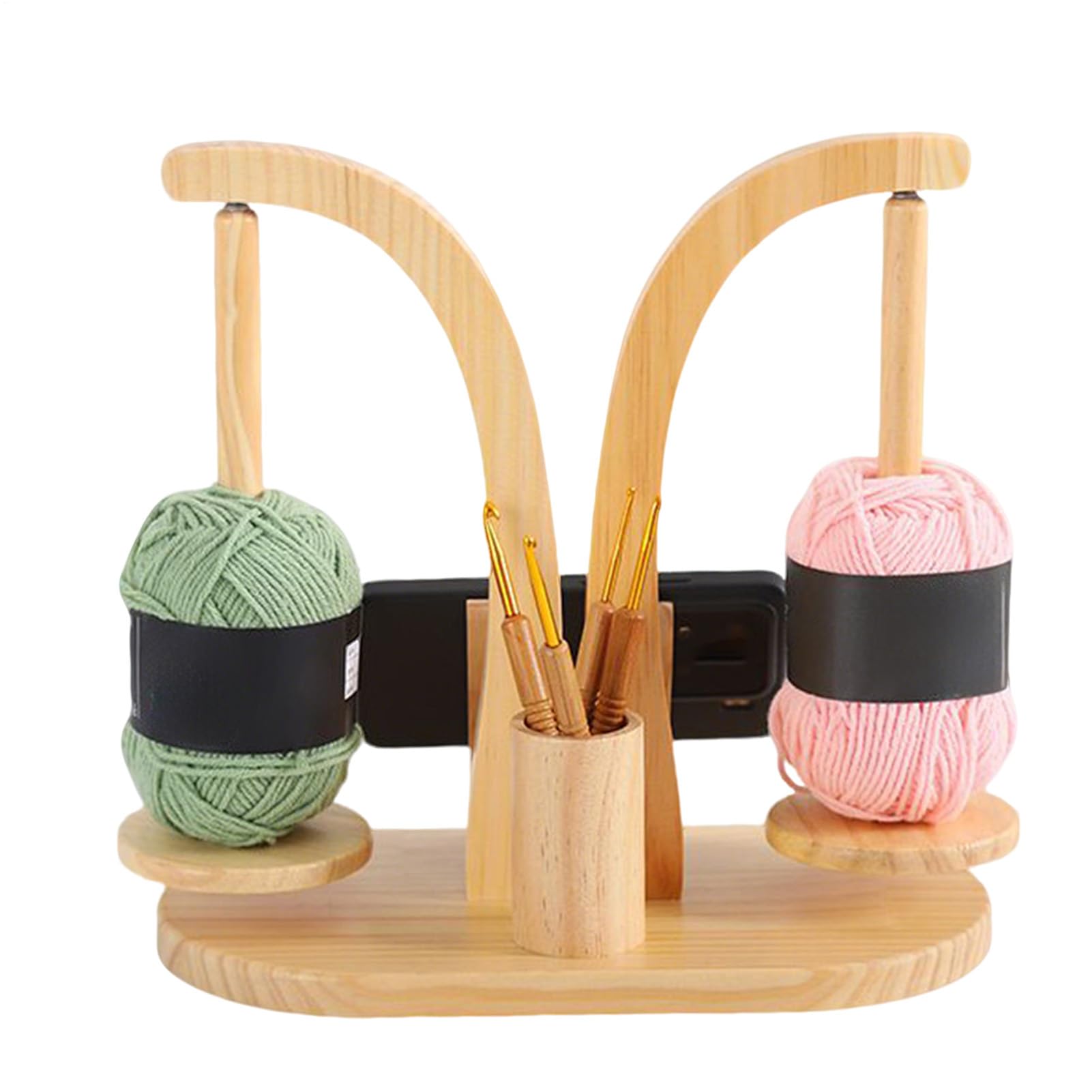 crochetyarnHolder - 11.1x5.5x8.67インチ 木製ヤーンボウル、編み糸オーガナイザー、糸ストレージボックス | ポータブルかぎ針編みキーパー 絡まらないクラフト編みかぎ針編み用品 ツールホルダー|グロースショップ