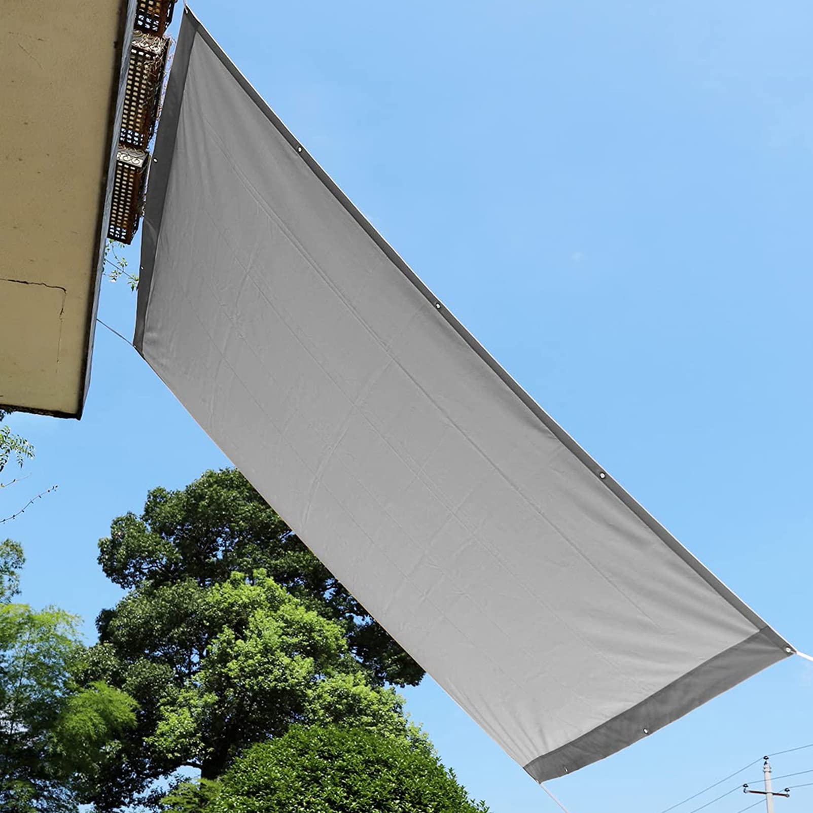 日おおい疑しさ 撥水 矩形 4.5x6.5M パーキング場タープ 雨合羽性 耐久性 飾り気の無い築き上げる 縁側/廻廊/庭下/庭前用, 点火装置薄墨色