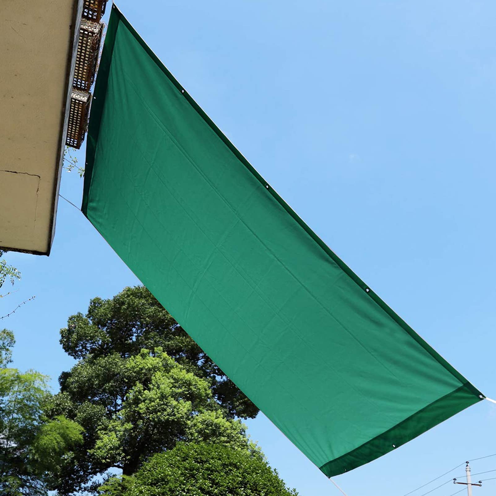 日がさ 撥水 矩形 5x7M 雨覆い 日よけ UVとり捨てる 耐久性 洗い濯ぎ能力のある 庭、室外創業および自然過程の利得, 濃縮された緑であること