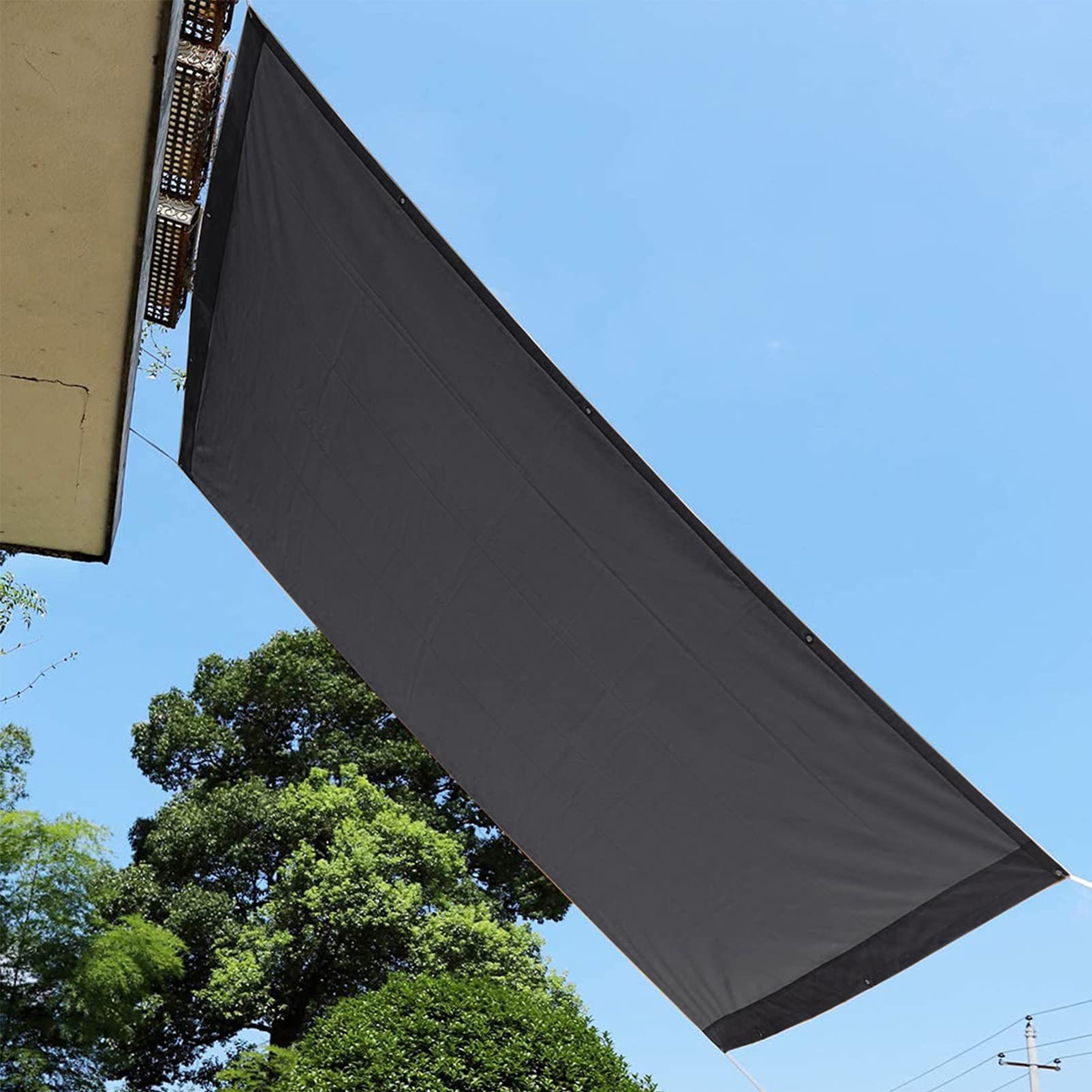 サンシェードセイル 撥水 矩形 3.5x9M クールシェード UVとり捨てる 軽さ 耐久性 洗い濯ぎ能力のある 庭 窓 部屋の入り口 白木甲板 縁側, うす暗い薄墨色