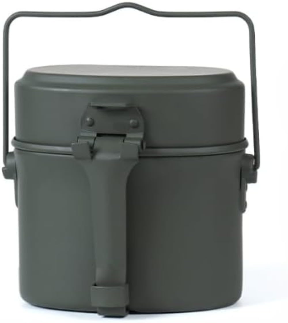 Ladfrol せめぎ合う飯盒 兵式飯盒 湯気炊飯3合飯盒 林間 ライスクッカー かがり火一皿分の料理 アウトドア 難民キャンプ 山登り 直火式 膳立て物の具 (C) [並行輸入品]