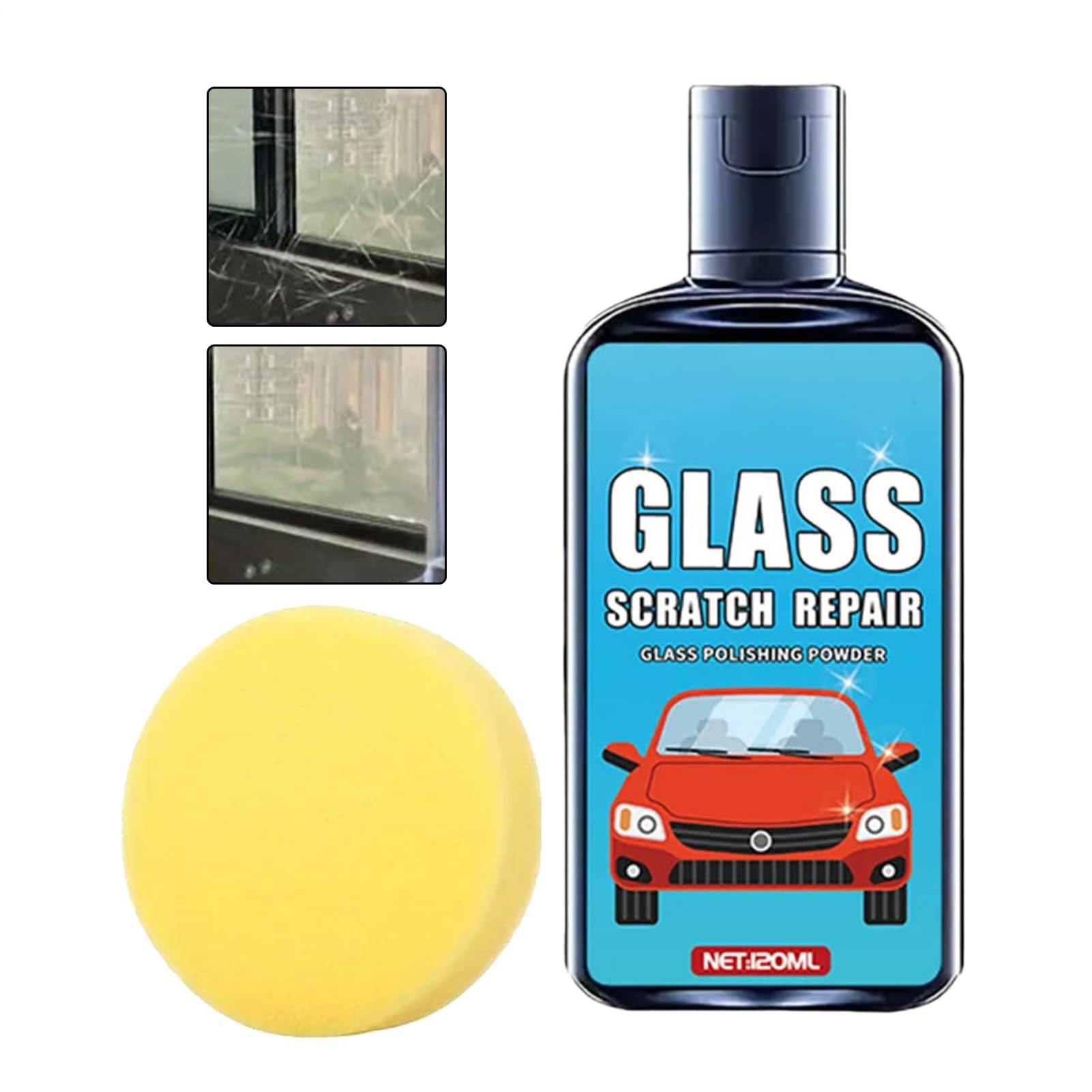 OneV FT フロントガラ傷取りあげる剤 - 120ml 車窓傷取りつくろう 海綿質付き添い人 - 鉄道車両硝子 検査と修理液,ディテーリング用 乗用車 車宿り 身寄り 日常通い 旅する 鉄道車両 RV 貨物自動車 SUV