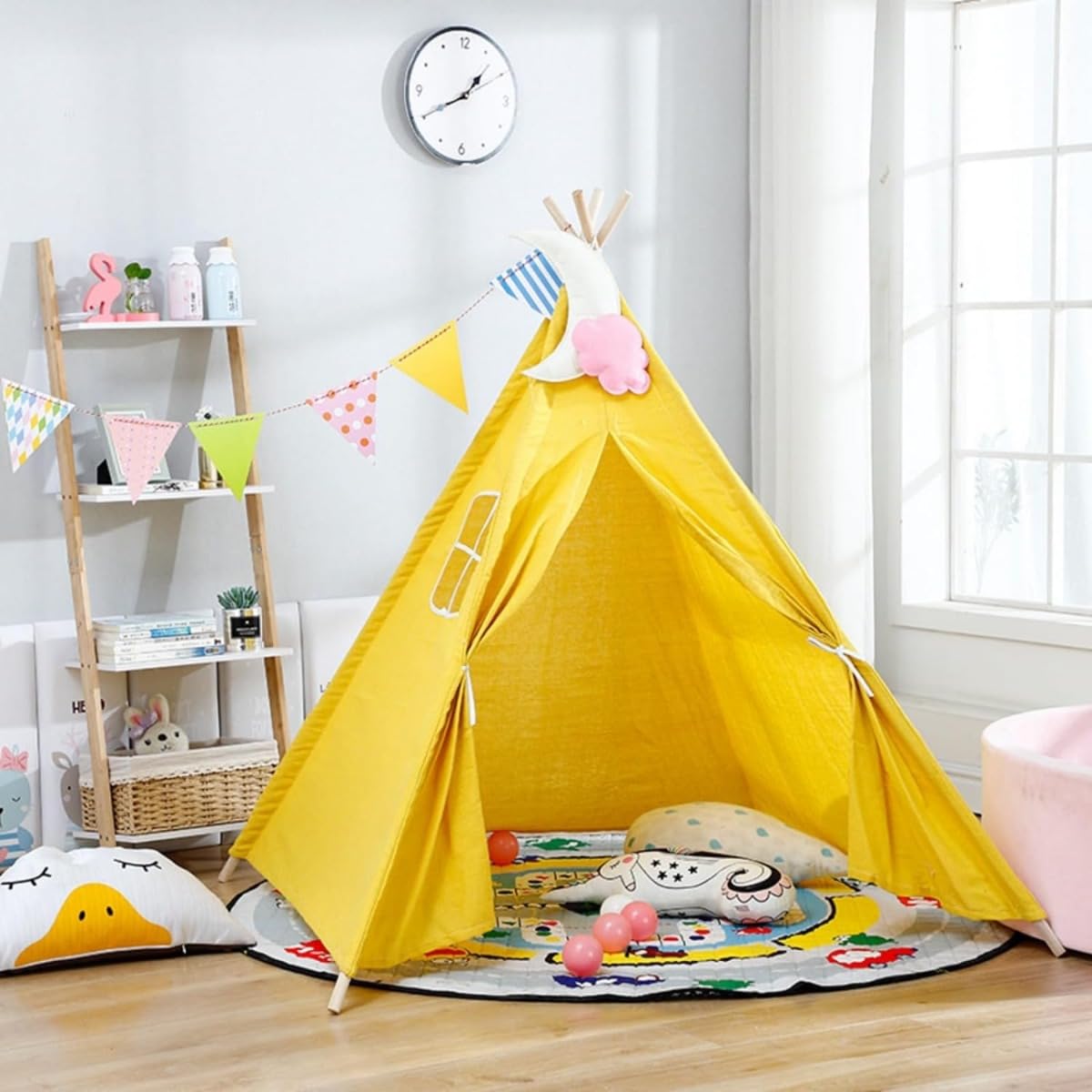 Kisigimベビーテント 子供用テント 子供用室内テント ゲームテント 屋内プライバシー プライバシーゲームハウス ベッドルーム装飾テント テント本体のみを含むストラップは含まれていません (1.1m,イエロー)|グロースショップ