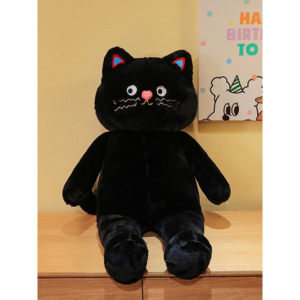 ぬいぐるみ おもちゃ ネコ 抱き枕 店飾リ 寝具 大きい ロング クッション かわいい 猫縫い包み 添い寝枕 ギフト お昼寝用 ブラック おもちゃ プレゼント 快適 気持ちいい 80cm 動物 多機能 背当て|グロースショップ