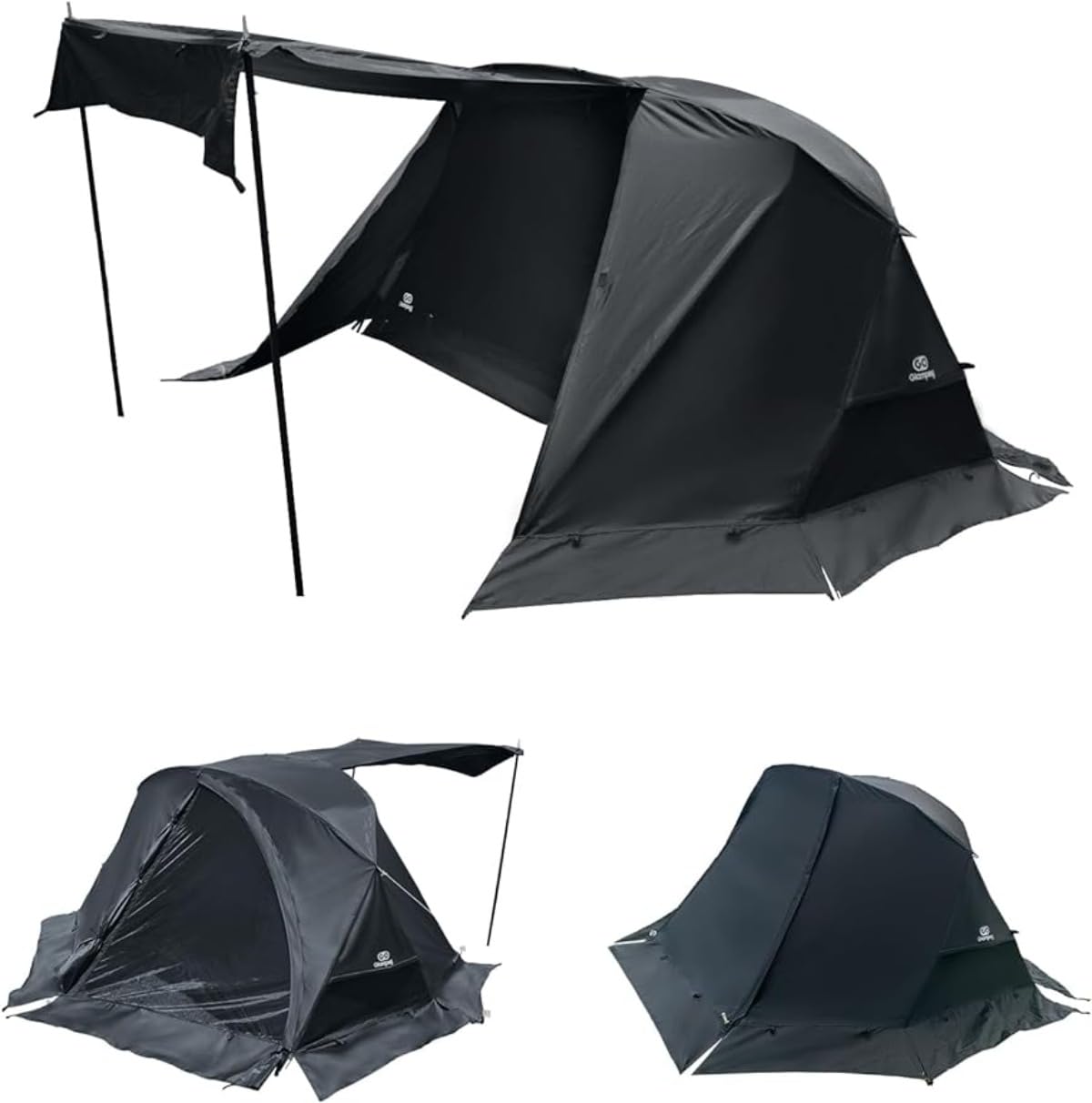 テントフライシートのみ ツーリングドームテント/カンガルー円蓋用飛球腰かけ ソロ １人用 雨合羽「メッシュハーフドア」 前室あり 前後開閉能力のある ベンチレーション付き添い人 耐水圧3000粍 アウトドア 難民キャンプ備品 黒いこと