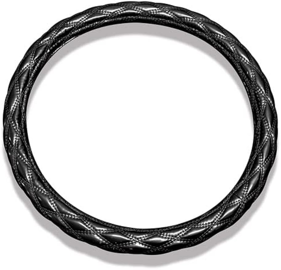 トラック ハンドルカバー いすゞ 2t 07エルフ 向け ステアリングカバー ブラック（38cm-50cm) キルト ダブルステッチ 汎用 (ブラック,47cm)｜グロースショップ
