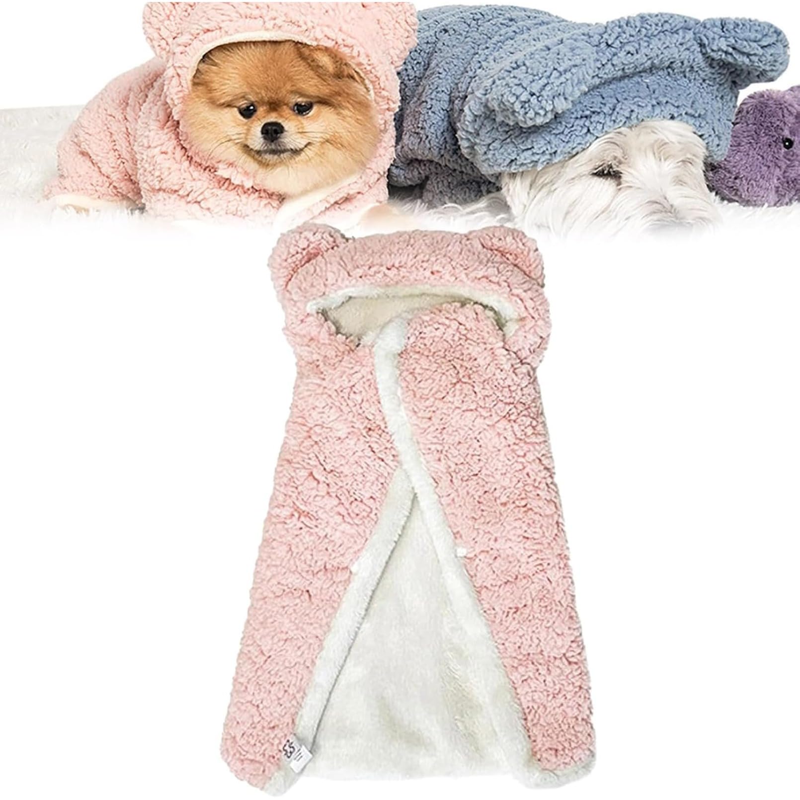 愛玩動物毛布 愛玩動物服 生あたたかいお休み用毛布 、ペットケープブランケット、犬と猫のケープ毛布、犬用生あたたかいお休み用毛布、犬用ケープ毛布、 (さくら色,Medium)