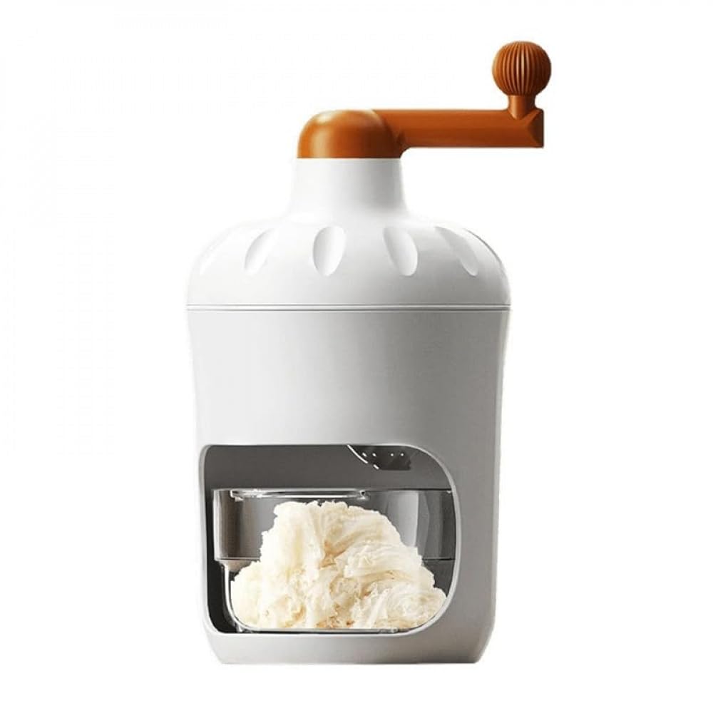 かき氷器 手動式 砕氷機｜ふわふわとろ雪 ステンレス鋼刃｜ケース・製氷カップ付き 小型 携帯便利｜家庭用・飲食店 夏休み DIY レトロ調理器具｜グロースショップ
