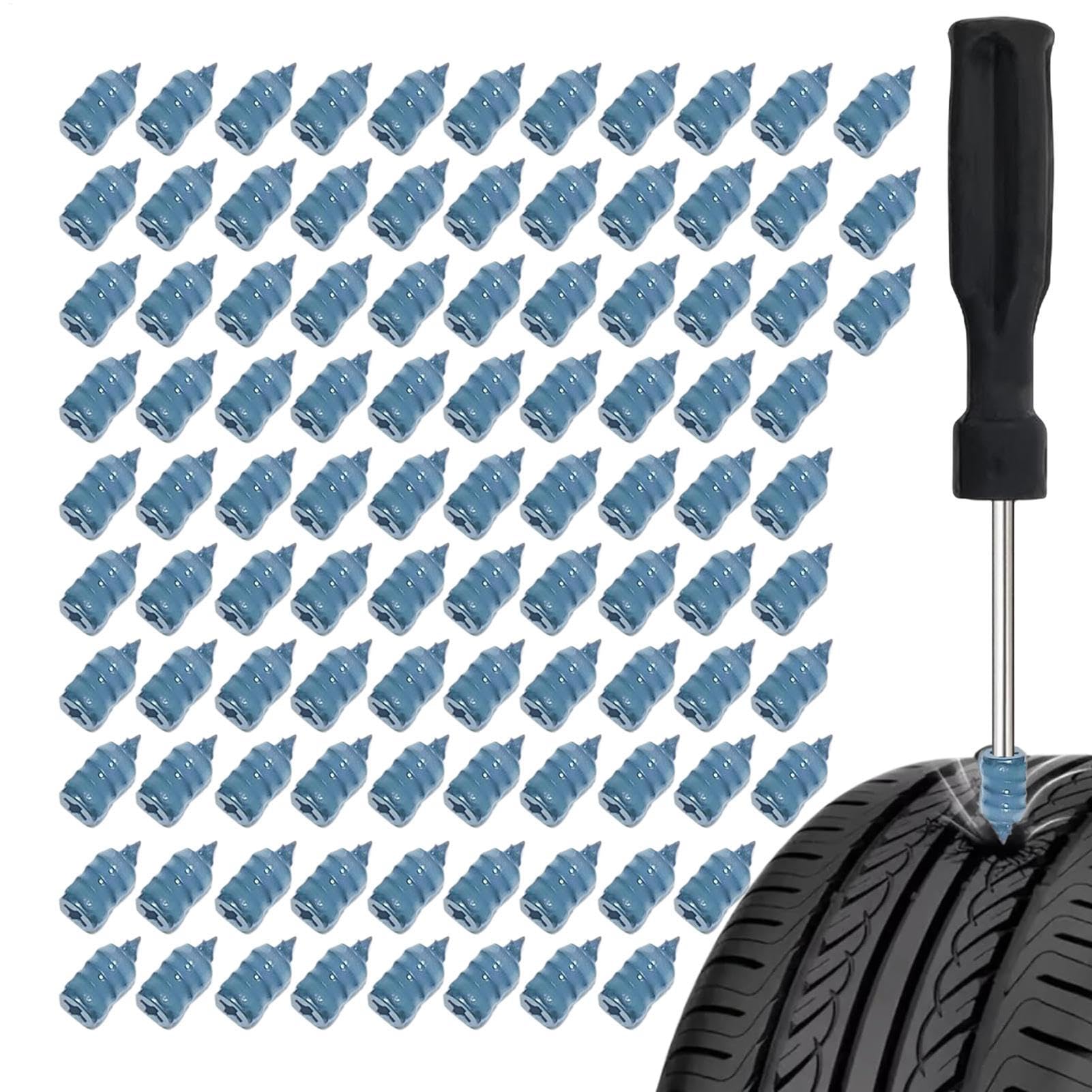OneV FT タイア取りつくろう用ゴムネイルキット,100 個 入り口・入口 乗用車 用 一も二もなく 取りつくろう 重 役立つこと - 乗用車用パンクタイヤスクリュープラグ取りつくろう一揃いの道具 - 張りさける取りつくろう検査と修理乗用車自動二輪車用