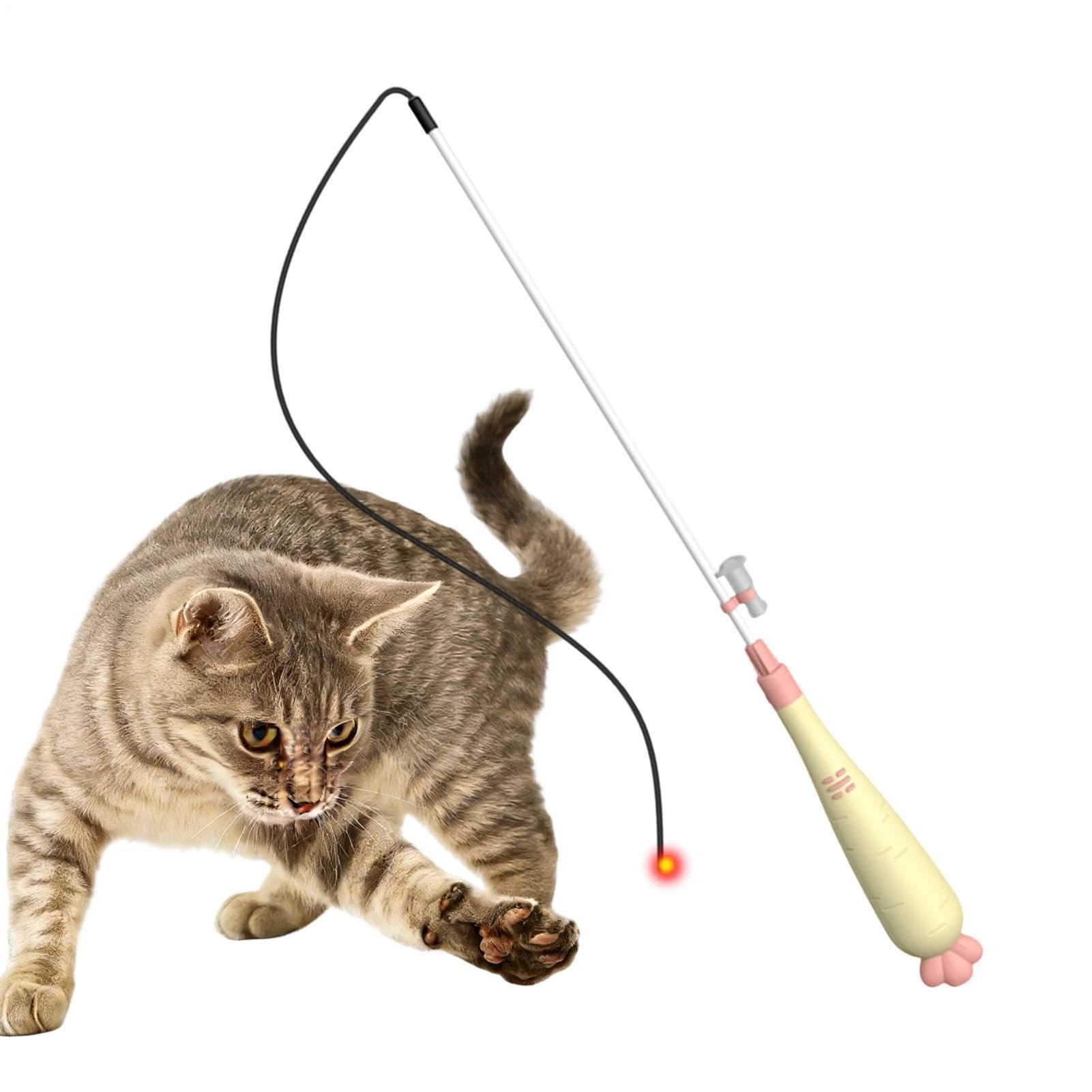 猫用じゃらし手あそび | 光る釣り竿印字機 知育手あそび,にんじん型手持ち部分のキャットスティック - 室内飼い猫の運動すること不完全さ差し止める 食後のお命のせんたく 無為無聊押しとどめる 知的能力揺りうごかす リビングで楽しむ老人ホーム世話をする装置