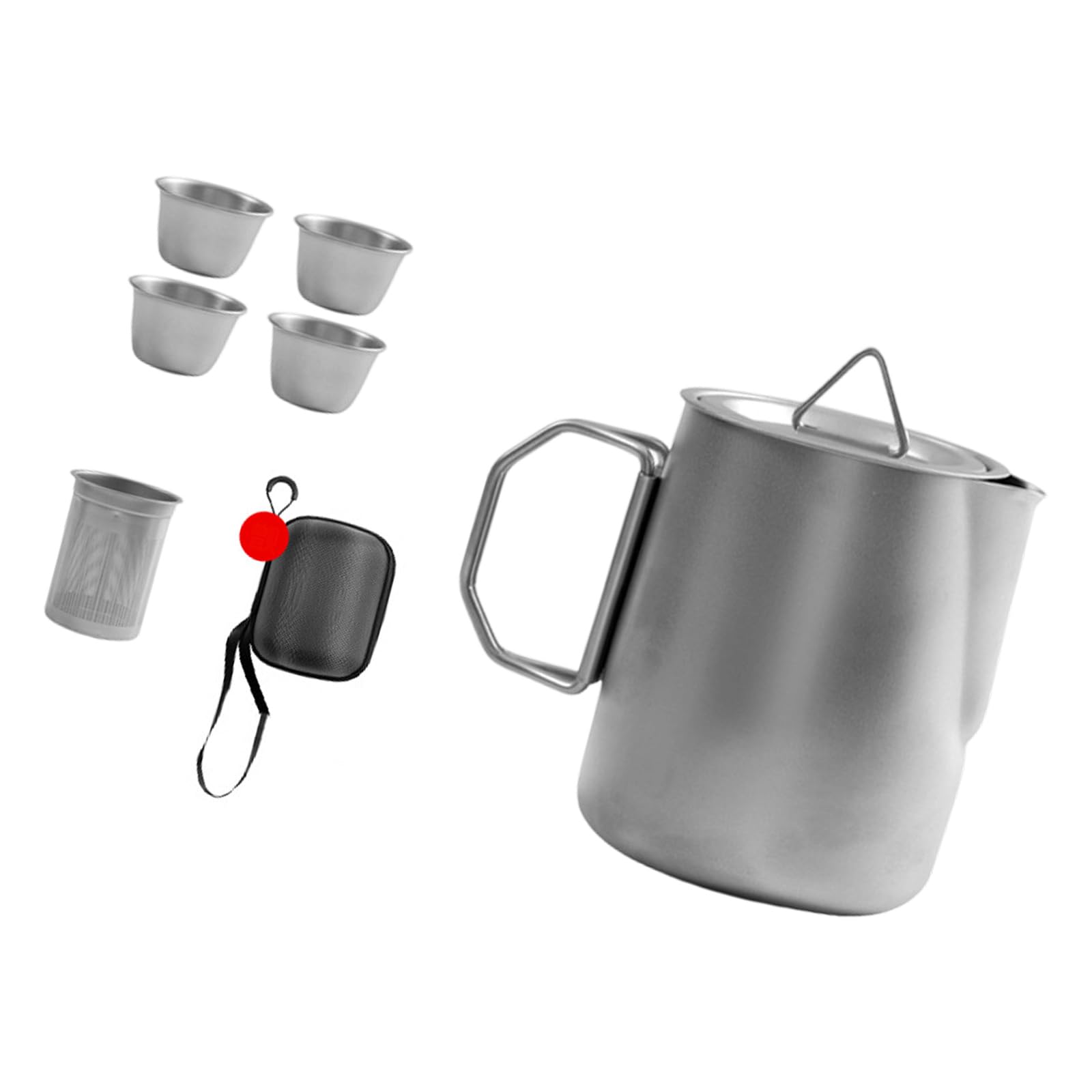 ポータブルコーヒーカップセット ステンレススチール インフューザーとカップ付き オフィス ピクニック アウトドア 高密度ティーポイ バックパッキング用|グロースショップ