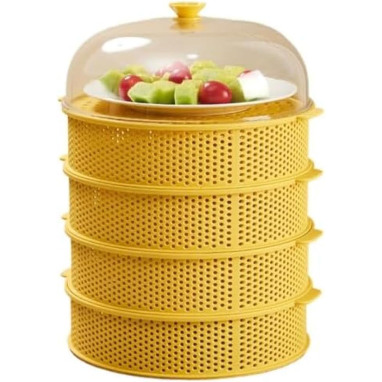 フードカバー 虫除けネット 食器カバー 食器収納ボックス フルーツ野菜洗浄バスケット お米保存棚 ほこりよけ 積み重ね可能 防塵 通気性 ハエよけ 収納便利 清潔易い 通気性 キッチン収納 多機能 (イエロー)|グロースショップ