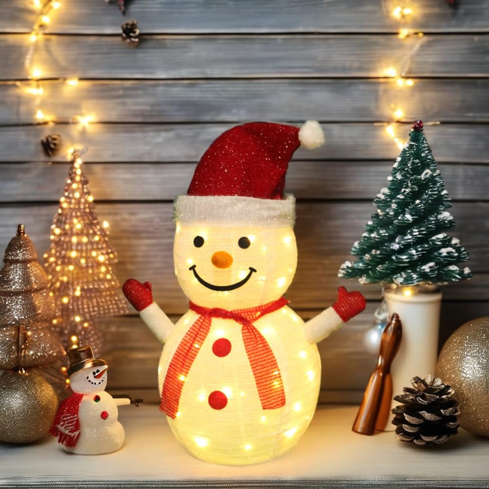 雪だるま クリスマス 飾り 屋外雪だるまの装飾 クリスマス雪だるま Ledライト付き 自宅 子供部屋 玄関 屋外 保育園 パーティー 置物 コスプレ 飾り 折り畳み プレゼント かわいいイルミネーション (高さ70cm,A)|グロースショップ