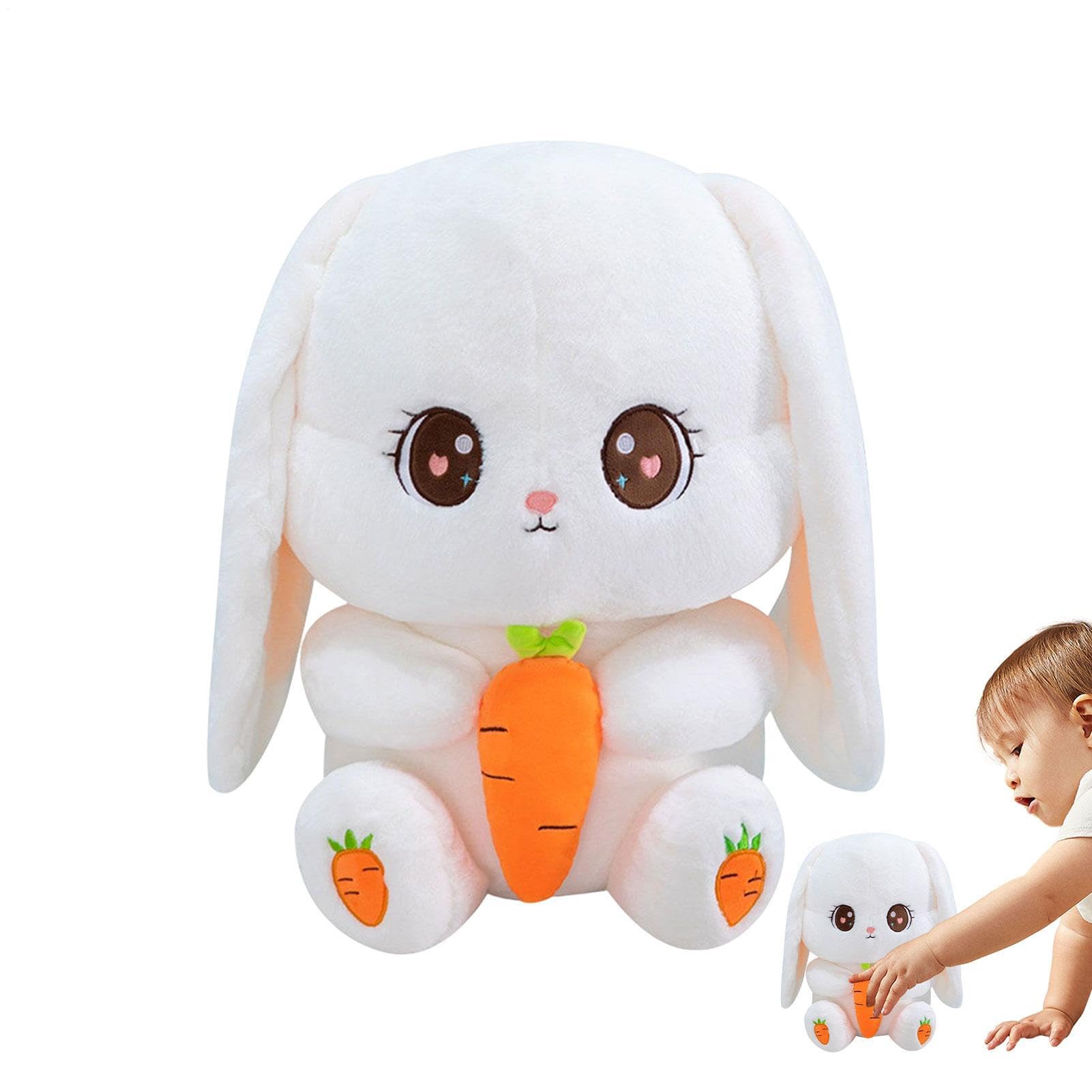 ウサギ ぬいぐるみ | 約30cm 抱き心地 可愛いクッション 人形 ギフト - 大きな耳 うさぎ プラッシュ トイ と 大根 付き,男の子 女の子 コレクター 誕生日 リビング オフィス 車内用 インテリア|グロースショップ