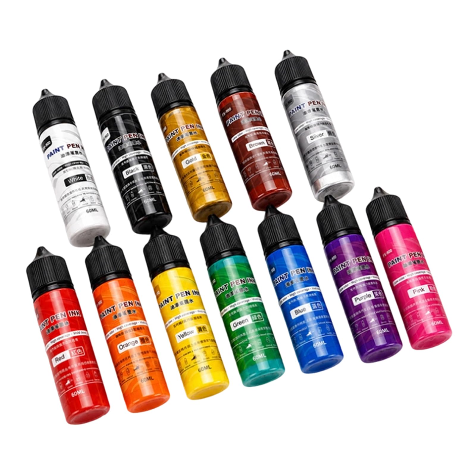 12ボトル油性インクペイントオイルペイントボトルモデルタッチアップ用カラフルなカラーオイルインク各60ml｜グロースショップ