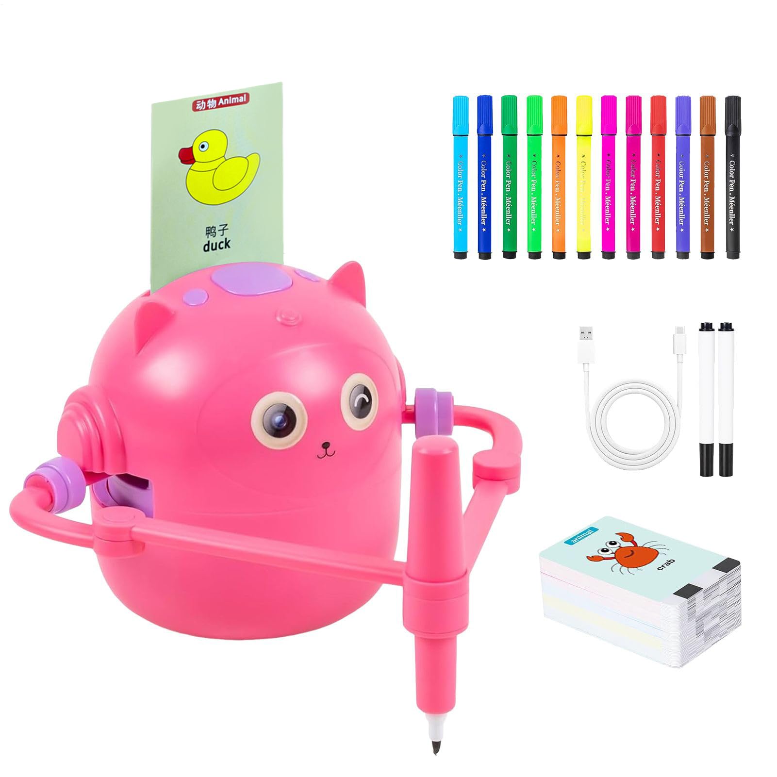子供用 お絵かきロボット | 100枚のカード付き インタラクティブ教育学習玩具 | アートとクラフトの玩具としても使えるお絵かきロボット - 未就学児 幼稚園児 男の子 女の子 家族 友達向け|グロースショップ