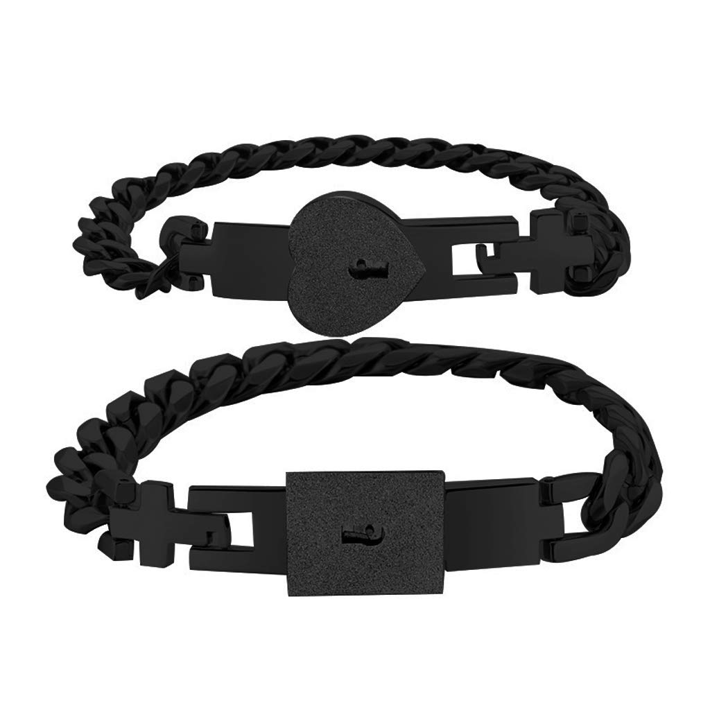 [Msioytog] 2x / セットカップルブレスレットファッション意中の女ハート形用バングルジュエリーかざり付ける H