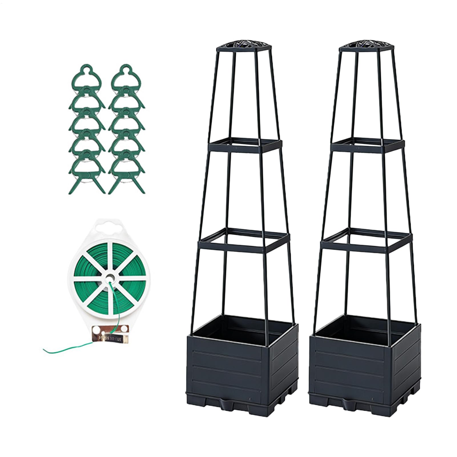 自動給水式トマト栽培用プランター,トレリス付き3層自動給水ボックス | 屋外用ガーデニングプランターボックス | パティオ、屋内、壁面装飾、つる性野菜・果物・ミニトマト栽培用|グロースショップ