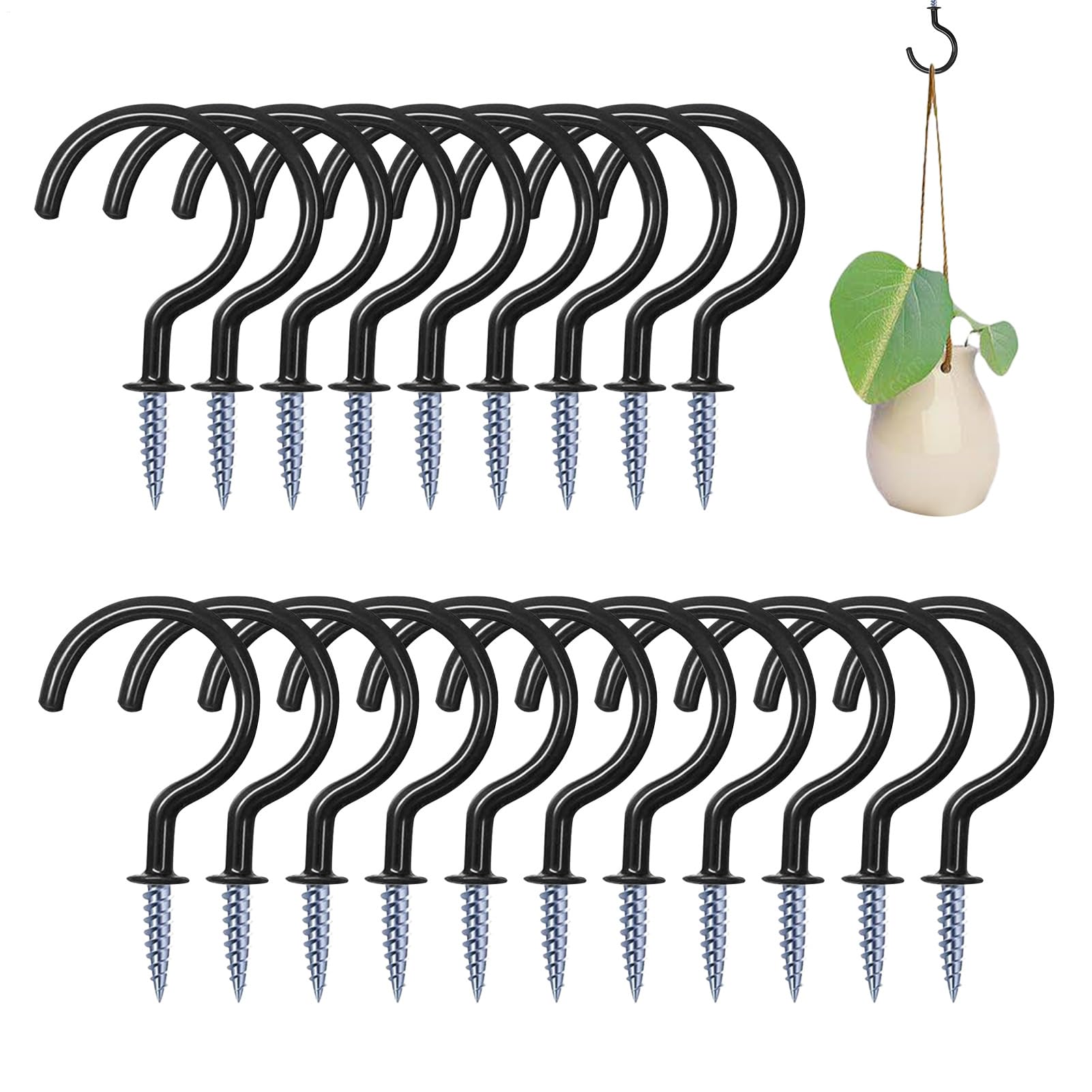 Screw Hooks,屋内外対応 収納整理用ハンガー - 20個セット 天井ハンガーフック,家庭、アパート、キッチン、バスルーム、地下室、ガレージ、バルコニー、ガーデン、ツールホース用｜グロースショップ