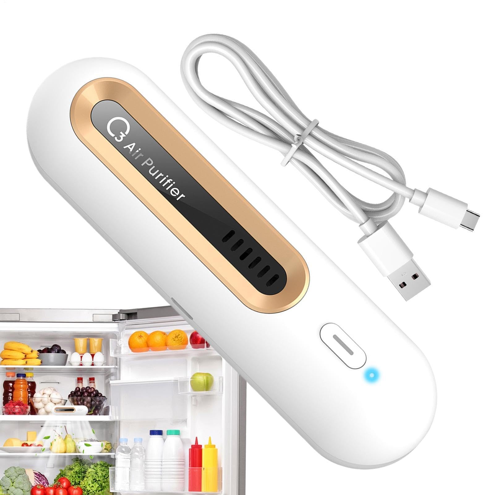 冷蔵庫用消臭剤 | 充電式 小型消臭器,家庭用 冷蔵庫 脱臭 消臭 スプレー不要,家庭 リビング キッチン 旅行 冷凍庫 クーラーボックス ランチボックス クローゼット RV トラック｜グロースショップ