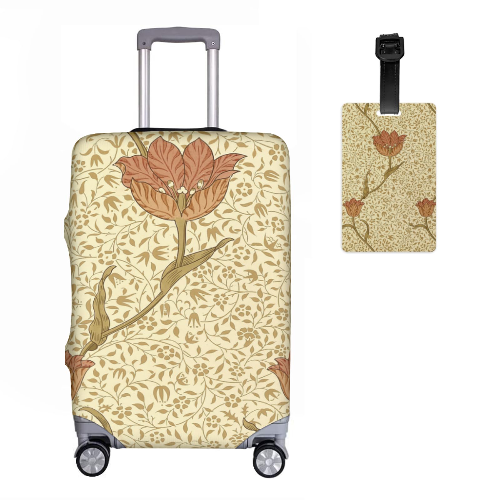 スーツケースカバー 植物 花柄7 キャリーカバー トランクカバー ネームタグ付き 荷物タグ ラゲッジカバー お荷物カバー ラベルダストカバー 防塵カバー 伸縮素材 洗濯可 傷防止 出張用 旅行 軽量 S｜グロースショップ