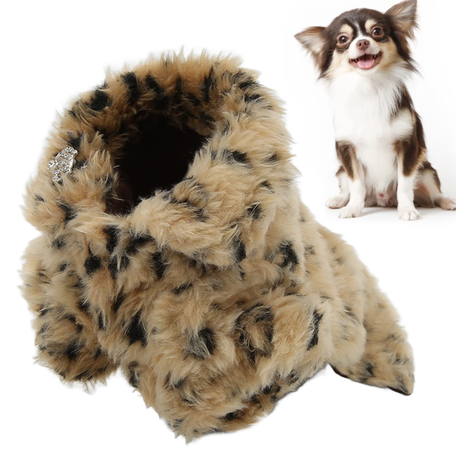 ヒョウ柄セーター ドッグコート ペット ヒョウ柄マント かわいい レトロ スタイリッシュ 子犬 プラッシュジャケット 秋冬用 (L)｜グロースショップ 8,710円