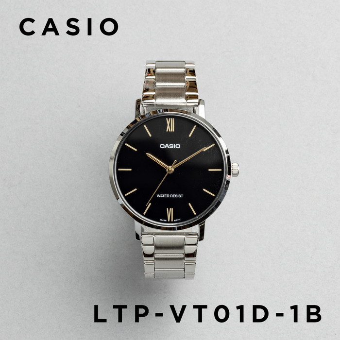 【10年保証】【日本未発売】CASIO STANDARD カシオ スタンダード LTP-VT01D-1B 腕時計 時計 ブランド レディース キッズ 子供 女の子 チープカシオ チプカシ アナログ ブラック 黒 シルバー 海外モデル メタル ギフト プレゼント