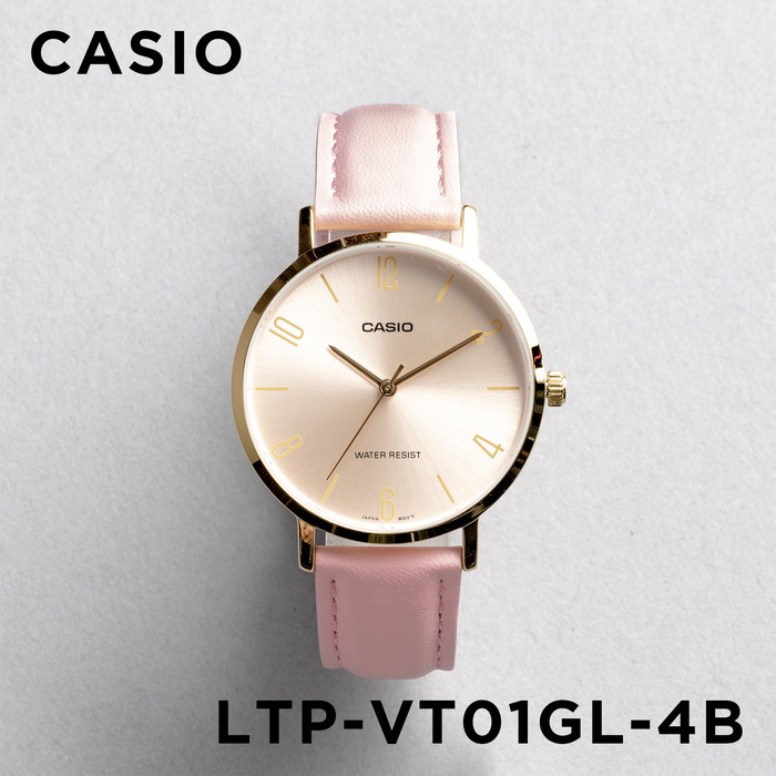 【10年保証】【日本未発売】CASIO STANDARD カシオ スタンダード LTP-VT01GL-4B 腕時計 時計 ブランド レディース キッズ 子供 女の子 チープカシオ チプカシ アナログ ゴールド 金 ピンク レザー 革ベルト 海外モデル ギフト プレゼント