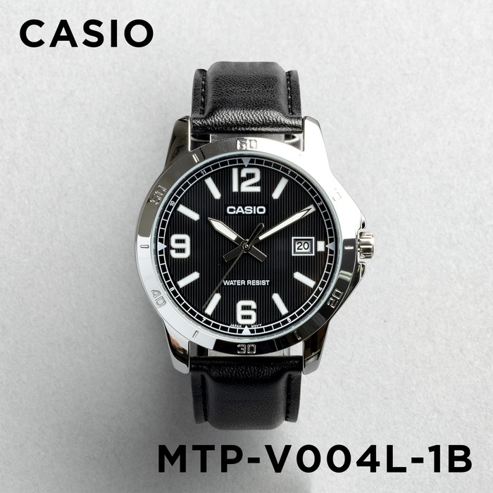 楽天市場 10年保証 日本未発売 Casio カシオ スタンダード メンズ Mtp V004l 1b 腕時計 レディース キッズ 子供 男の子 チープカシオ チプカシ アナログ 日付 シルバー ブラック 黒 レザー 革ベルト 海外モデル つきのとけいてん