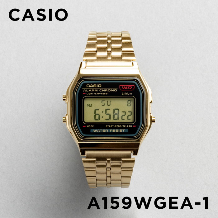 楽天市場 10年保証 Casio カシオ スタンダード A159wgea 1 腕時計 時計 ブランド メンズ レディース キッズ 子供 男の子 女の子 チープカシオ チプカシ デジタル 日付 カレンダー ゴールド 金 ブラック 黒 ギフト プレゼント つきのとけいてん