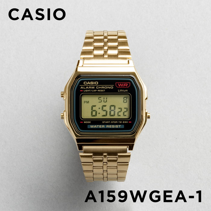 楽天市場 10年保証 Casio Standard カシオ スタンダード A159wgea 1 腕時計 時計 ブランド メンズ レディース キッズ 子供 男の子 女の子 チープカシオ チプカシ デジタル 日付 カレンダー ゴールド 金 ブラック 黒 ギフト プレゼント つきのとけいてん