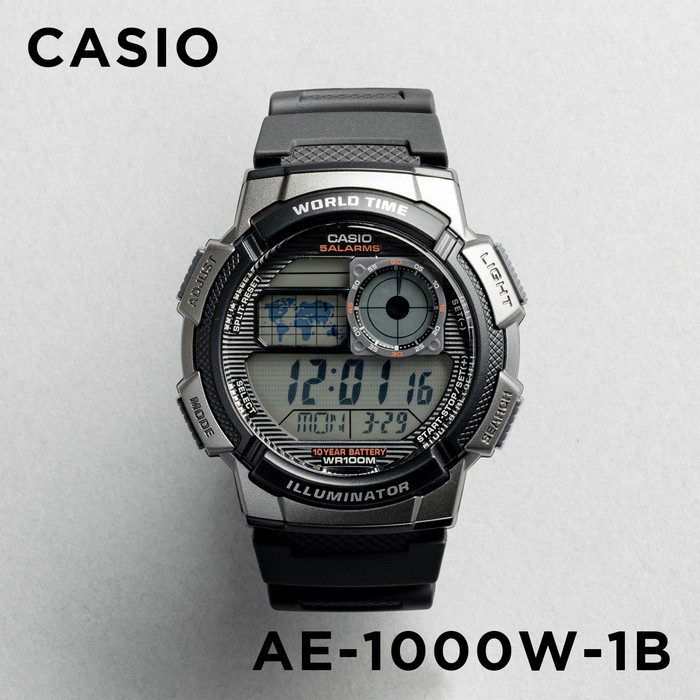 【10年保証】【日本未発売】CASIO STANDARD カシオ スタンダード AE-1000W-1B 腕時計 時計 ブランド メンズ レディース  キッズ 子供 男の子 女の子 チープカシオ チプカシ デジタル 日付 カレンダー 防水 ブラック 黒 グレー 海外モデル ギフト 