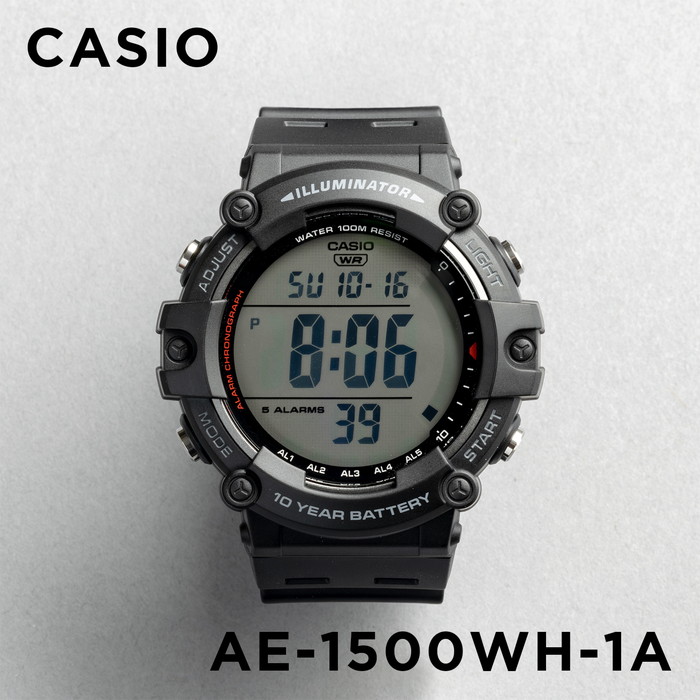 かわいい～！」 CASIO STANDARD カシオ スタンダード AE-1500WH-1A 腕時計 時計 ブランド メンズ レディース キッズ 子供  男の子 女の子 チープカシオ チプカシ デジタル 日付 カレンダー 防水 ブラック 黒 海外モデル ギフト プレゼント 