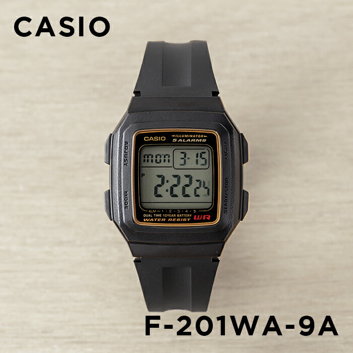 楽天市場 10年保証 Casio Standard カシオ スタンダード F 201wa 9a 腕時計 時計 ブランド メンズ レディース キッズ 子供 男の子 女の子 チープカシオ チプカシ デジタル 日付 カレンダー ブラック 黒 ゴールド 金 ギフト プレゼント つきのとけいてん