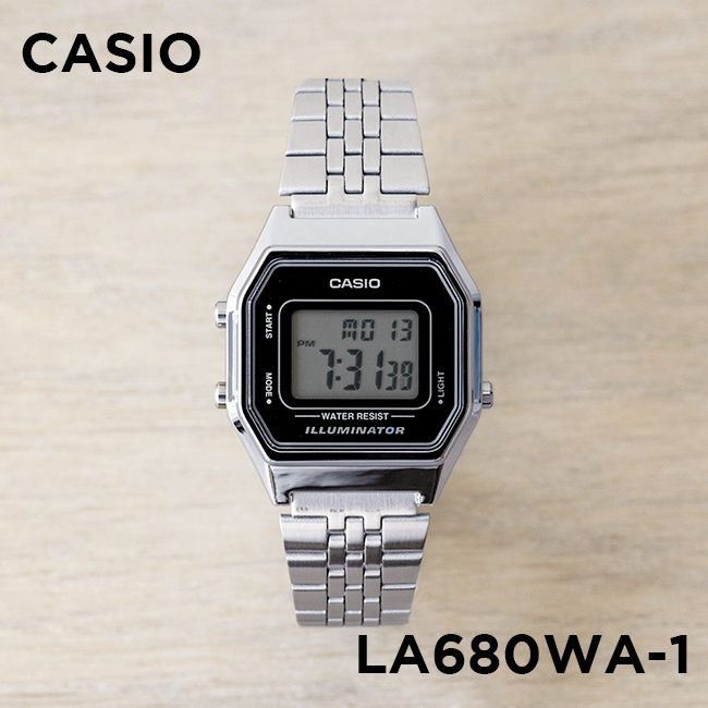 楽天市場 10年保証 Casio カシオ スタンダード La680wa 1 腕時計 時計 ブランド レディース キッズ 子供 女の子 チープカシオ チプカシ デジタル 日付 カレンダー シルバー ブラック 黒 ギフト プレゼント つきのとけいてん