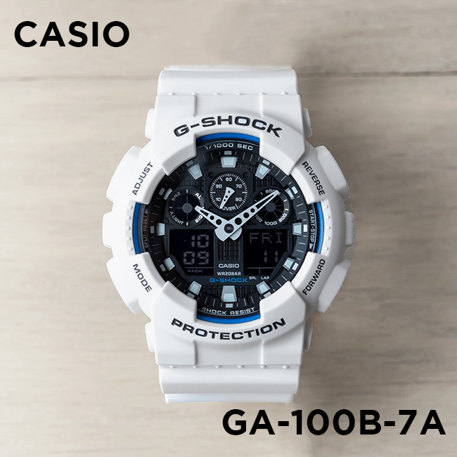 格安 10年保証 Casio G Shock カシオ Gショック Ga 100b 7a 腕時計 メンズ キッズ 子供 男の子 アナデジ 防水 ホワイト 白 ブラック 黒 つきのとけいてんw 新発売の Sinagoga Co Rs