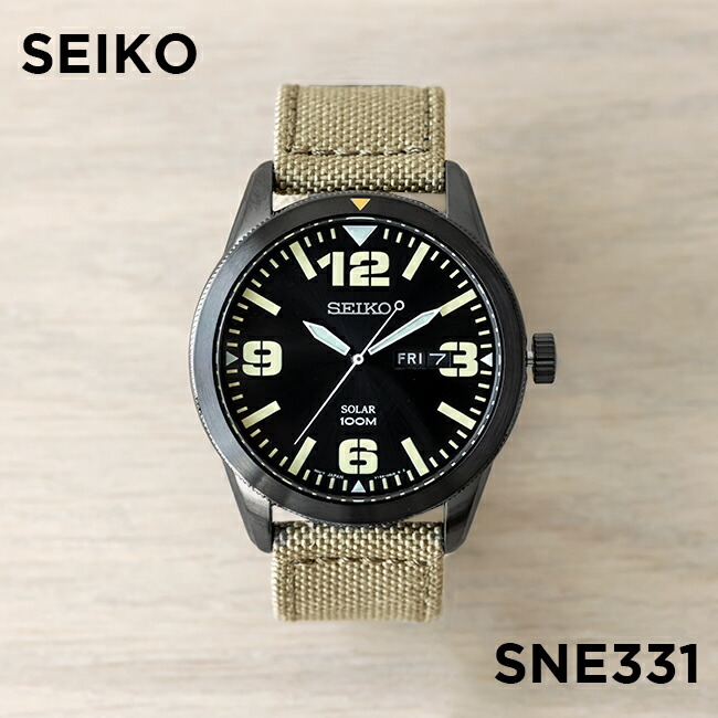 楽天市場 10年保証 日本未発売 Seiko セイコー エッセンシャルズ ソーラー Sne331 腕時計 時計 ブランド メンズ 逆輸入 アナログ ブラック 黒 ベージュ レザー 革ベルト 海外モデル ギフト プレゼント つきのとけいてん