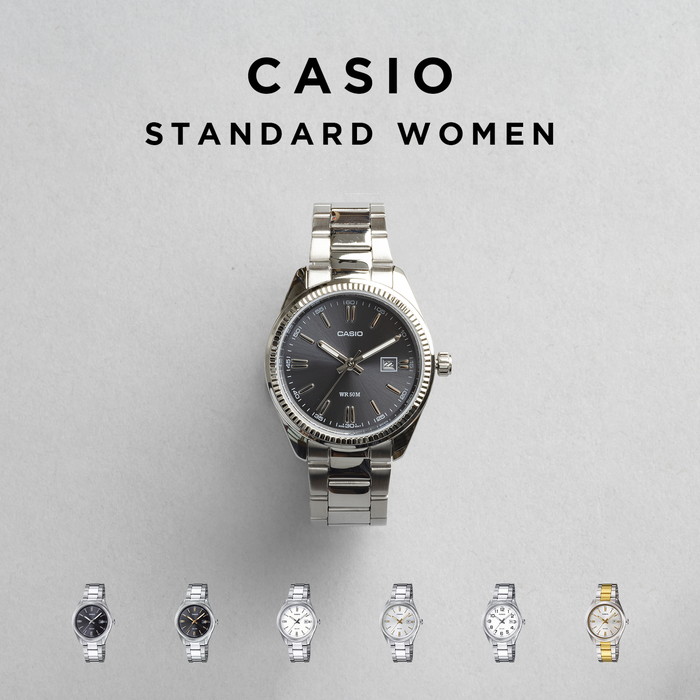 【10年保証】【日本未発売】CASIO STANDARD WOMEN カシオ スタンダード LTP-1302D 腕時計 時計 ブランド レディース 女の子 チープカシオ チプカシ アナログ 薄型 軽量 日付 防水 高級感 高見え ビジネス シンプル シルバー メタル 海外モデル ギフト プレゼント