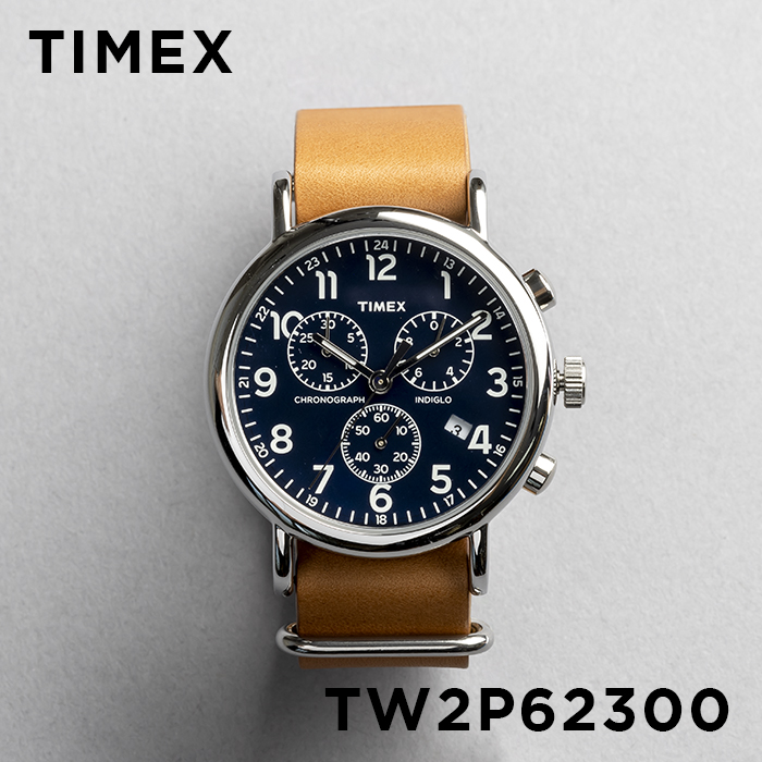 楽天市場 Timex タイメックス ウィークエンダー クロノグラフ 40mm Tw2p 腕時計 メンズ ミリタリー アナログ シルバー ネイビー レザー 革ベルト つきのとけいてん